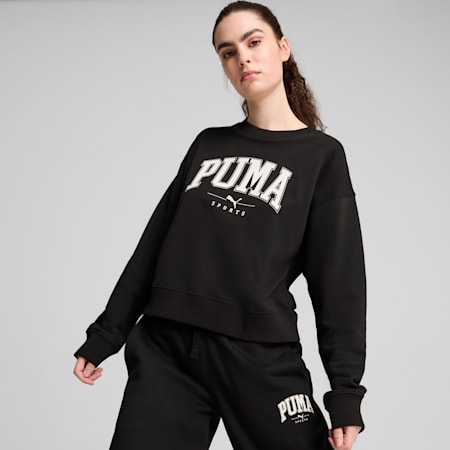 PUMA SQUAD Women's Crewneck Sweatshirt, PUMA Black, small-AUS