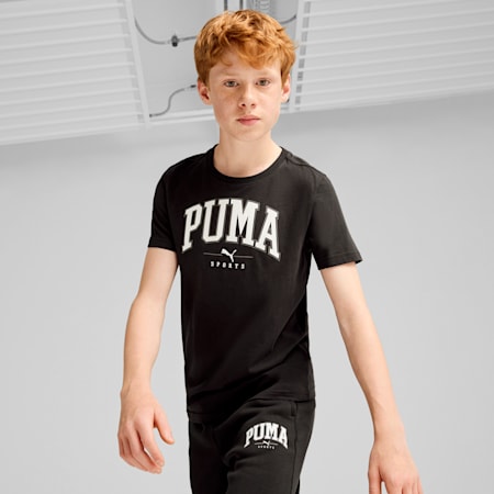 PUMA SQUAD Big Graphic Tee - Boys 8-16 years, PUMA Black, small-AUS