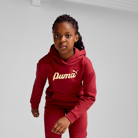 Hoodie ESS+ SCRIPT Enfant et Adolescent, Intense Red-gold foil, small