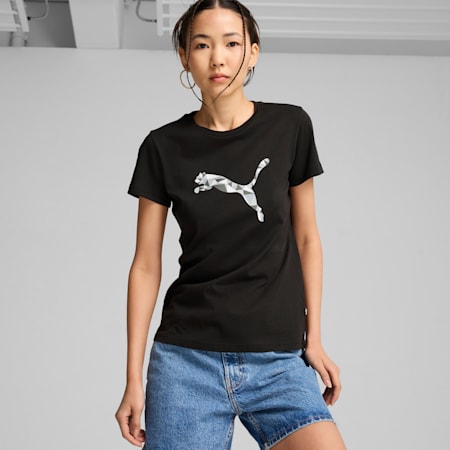 GRAPHICS Cat T-Shirt Damen, PUMA Black, small