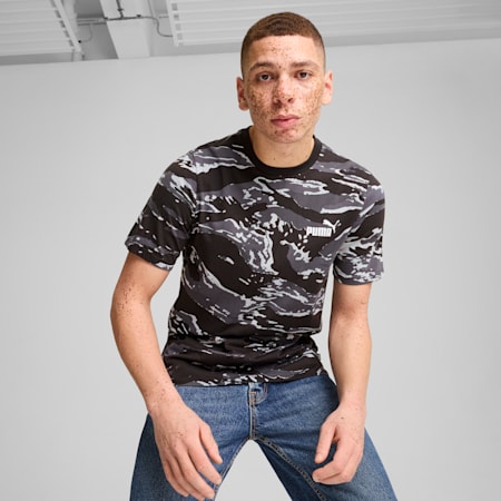 ESS+ CAMO Graphic T-Shirt Herren, PUMA Black, small