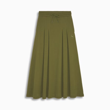 PUMA HARI RAYA Pleated Midi Skirt, Olive Green, small-SEA