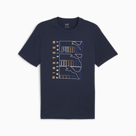 PUMA Logo Graphic Men's T-Shirt, Club Navy, small-PHL