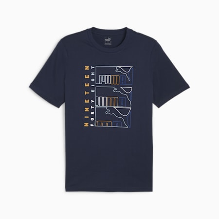 PUMA Logo Graphic Men's T-Shirt, Club Navy, small-SEA