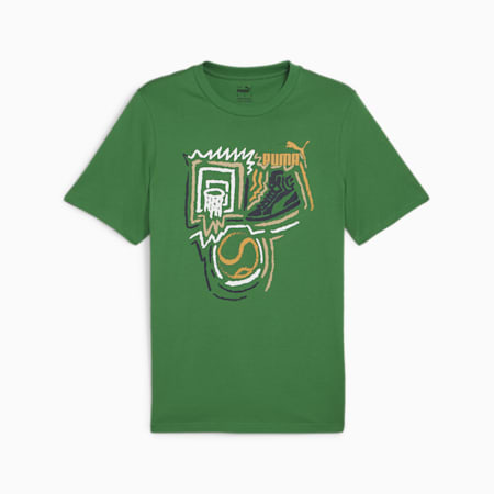 PUMA Logo Baskeball Sneaker Men's T-Shirt, Archive Green, small-PHL