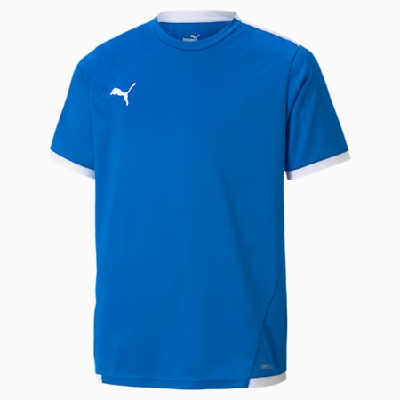 Camiseta de fútbol teamLIGA juvenil, Electric Blue Lemonade-Puma White, small