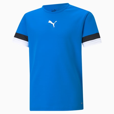 teamRISE Youth Football Jersey, Electric Blue Lemonade-Puma Black-Puma White, small-SEA