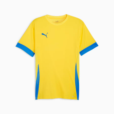 teamGOAL Men's Matchday Football Jersey, Faster Yellow-Electric Blue Lemonade, small-THA