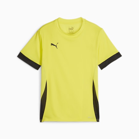 เสื้อออกกำลังกายเด็กโต teamGOAL Youth Matchday, Fluro Yellow Pes-PUMA Black-PUMA Black, small-THA