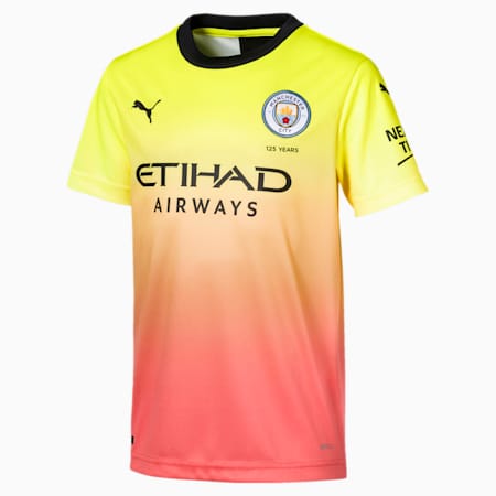 Man City Kids Third Replica Jersey Fizzy Yellow Georgia Peach Puma Hidden Gems Puma
