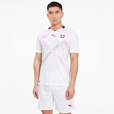 Suisse Away Replica shirt voor heren, Puma White-Pomegranate, small