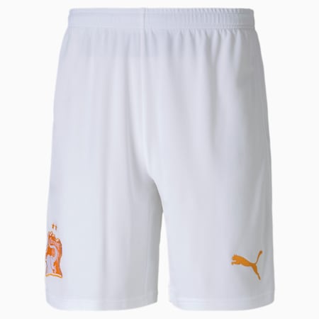 Shorts de fútbol réplica de la 2.ª equipación de Costa de Marfil para hombre, Puma White-Flame Orange, small