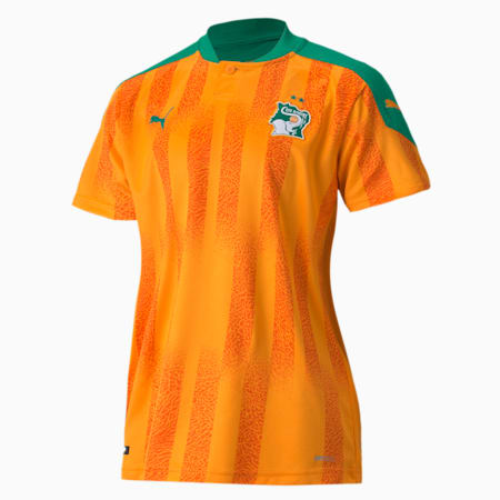 Młodzieżowa replika koszulki domowej reprezentacji Wybrzeża Kości Słoniowej, Flame Orange-Pepper Green, small