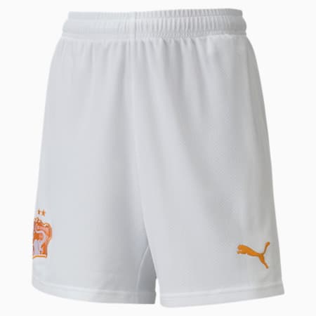 Shorts de fútbol réplica de la 2.ª equipación de Costa de Marfil juveniles, Puma White-Flame Orange, small