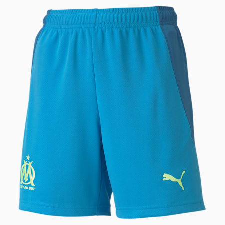Olympique de Marseille Replica Youth Football Shorts, Bleu Azur-Vallarta Blue, small-GBR