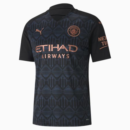 Manchester City FC Men's Away Replica Jersey, Puma Black-Dark Denim, small