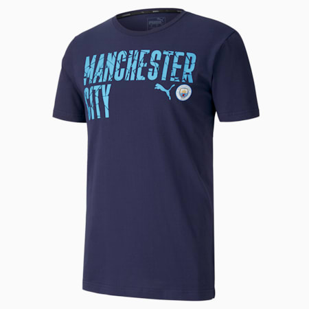 Man City ftblCORE Wording Men's Football Tee, Peacoat-Team Light Blue, small-PHL