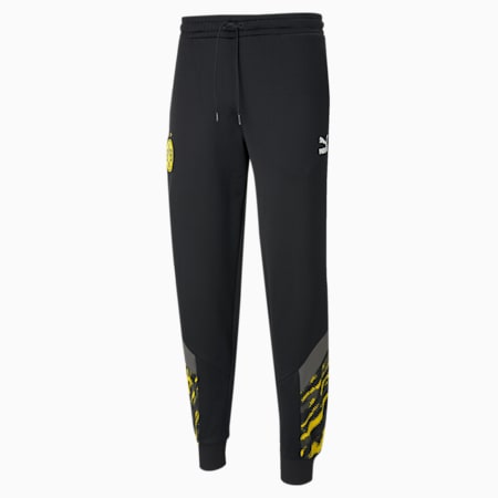BVB Iconic MCS Men's Football Track Pants, Puma Black-Cyber Yellow, small-IND