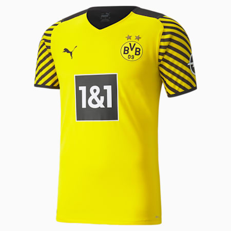 Camiseta auténtica de la 1.ª equipación del BVB para hombre 21/22, Cyber Yellow-Puma Black, small