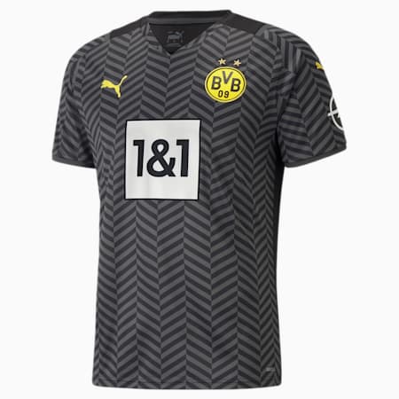 BVB Away Shirt Men's Replica T-Shirt, Asphalt-Puma Black, small-IND