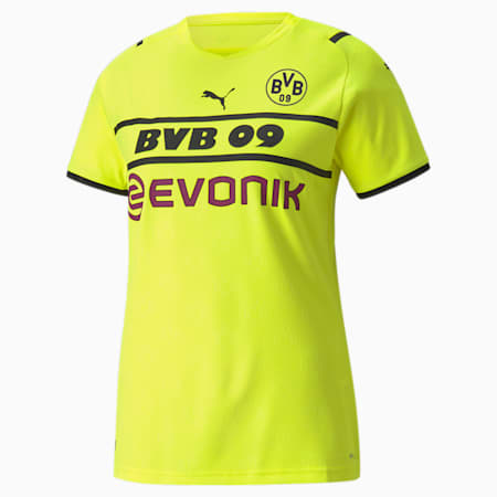 BVB Cup Shirt Women's Replica T-Shirt, Safety Yellow-Puma Black, small-IND