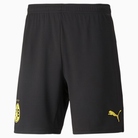 BVB Replica Men's Football Shorts, Puma Black-Cyber Yellow, small