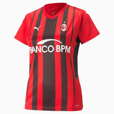 AC Milan Home Women's Replica T-Shirt, Tango Red -Puma Black, small-IND