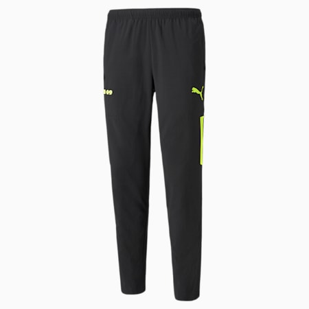BVB Woven Men's Football Pants, Puma Black-Safety Yellow, small