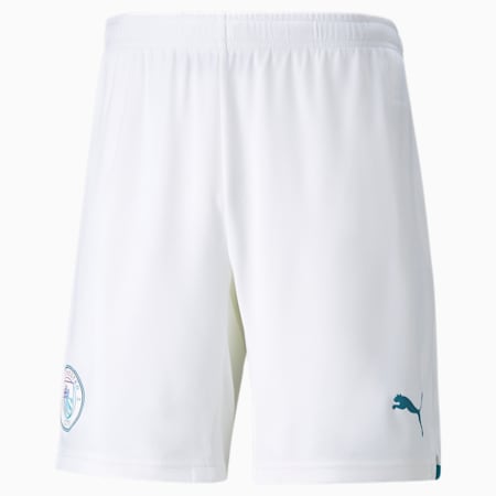Man City Replica Men's Football Shorts 21/22, Puma White-Ocean Depths, small-PHL
