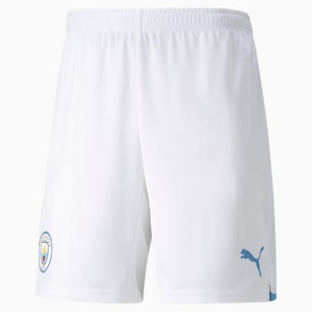 Man City Replica Men's Football Shorts 21/22, Puma White-Team Light Blue, small-SEA