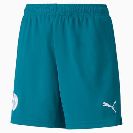 Man City Replica Youth Football Shorts 21/22, Ocean Depths-Puma White, small
