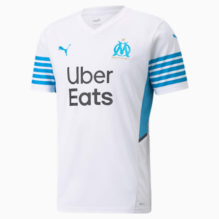 Camiseta para hombre réplica de la 1.ª equipación del OM con patrocinadores 21/22, Puma White-Bleu Azur, small