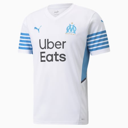 Olympique de Marseille Away Men's Replica Shirt, Puma White-Bleu Azur, small-IND