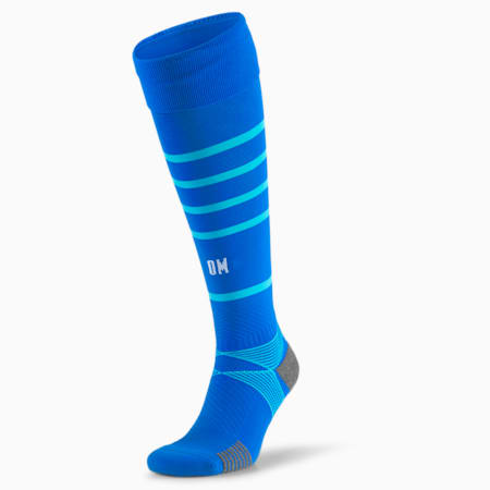 OM Replica Hooped Men's Football Socks 21/22, Electric Blue Lemonade-Blue Atoll, small