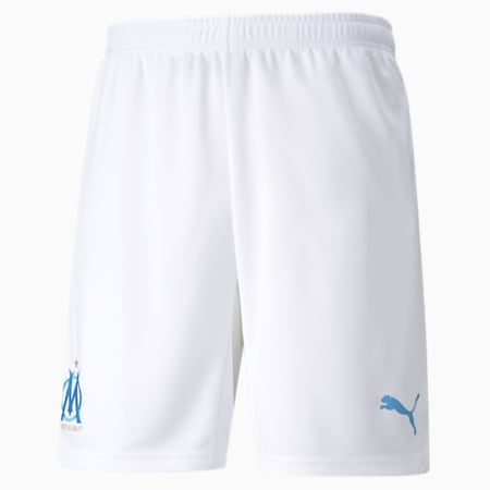 OM Replica Men's Football Shorts, Puma White-Bleu Azur, small-GBR