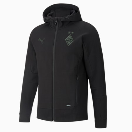 BMG Casuals Men's Hooded Football Jacket, Puma Black-Laurel Wreath-Asphalt, small-GBR