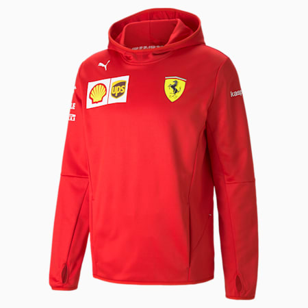 Ferrari Team Tech Fleece Hooded Men's Jacket, Rosso Corsa, small