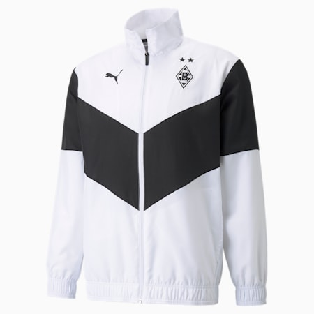 BMG Prematch Men's Football Jacket, Puma White-Puma Black, small