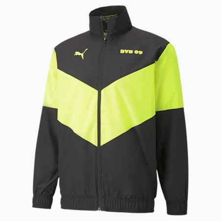 BVB Pre-match Men's Football Jacket, Puma Black-Safety Yellow, small-SEA