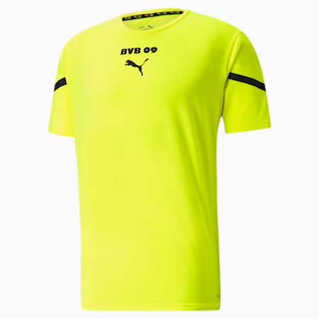 Camiseta PUMA x First Mile BVB Prematch para hombre, Safety Yellow-Puma Black, pequeño
