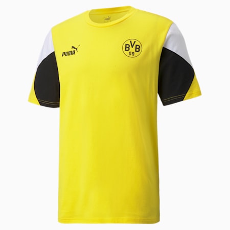 BVB FtblCulture Fußball-T-Shirt für Herren, Cyber Yellow-Puma Black, small