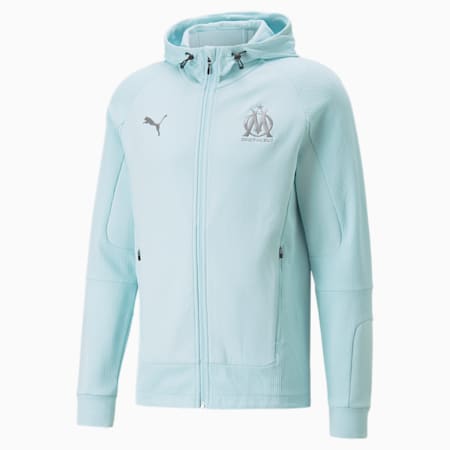 OM Casuals Hooded Men's Football Jacket, Blue Glow-Puma Aged Silver, small-GBR