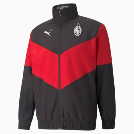 AC Milan Prematch Men's Football Jacket, Puma Black-Tango Red, small-SEA