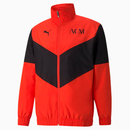 AC Milan Prematch Men's Football Jacket, Red Blast-Puma Black, small-GBR
