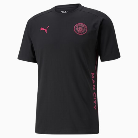 Man City Casuals Fußball-T-Shirt für Herren, Cotton Black-Beetroot Purple, small