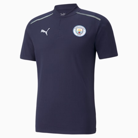 Man City Casuals Men's Football Polo Shirt, Peacoat-Quarry, small