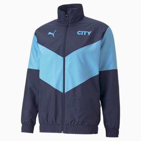 PUMA x FIRST MILE Man City Prematch Men's Football Jacket, Peacoat-Team Light Blue, small-GBR