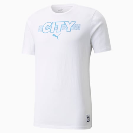 Camiseta de fútbol Manchester City FtblCore para hombre, Puma White-Team Light Blue, pequeño