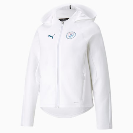 Man City Casuals Women's Football Hooded Jacket, Puma White, small