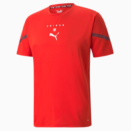 Camiseta Prematch Suiza, hombre, Puma Red-Pomegranate, small